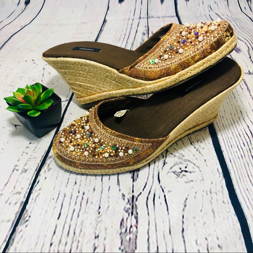 Xhilaration Espadrille Wedge Brown Beaded-8